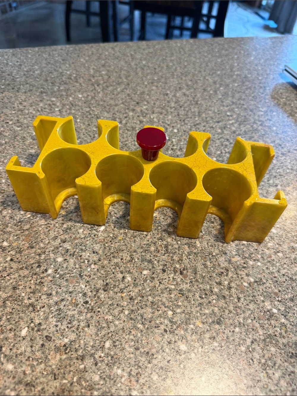 Bakelite Catalin poker chip and card butterscotch caddy vintage 30s